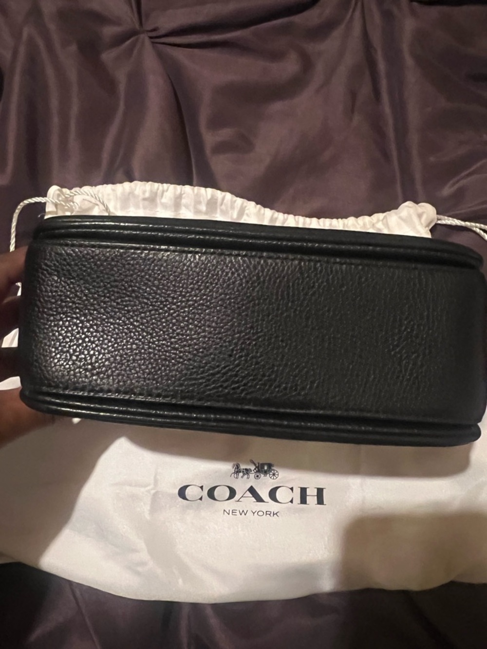 Black Leather Top-Handle Crossbody Bag with Gold Hardware - Picture 5 of 6